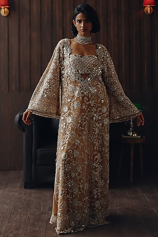 Haze Golden Shimmer Lycra Palazzo by Twenty Nine