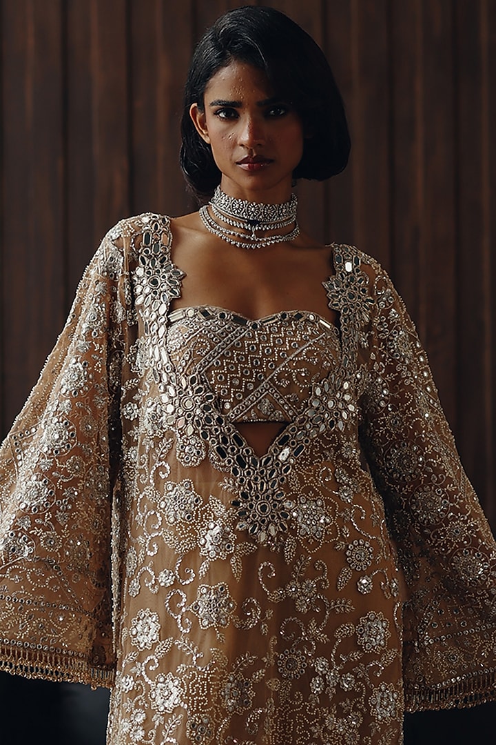 Haze Golden Shimmer Lycra Palazzo by Twenty Nine at Pernia's Pop Up Shop