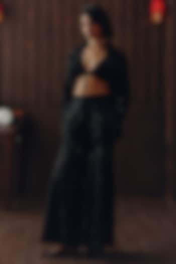Midnight Black Net Mirror Work Bandeau by Twenty Nine at Pernia's Pop Up Shop