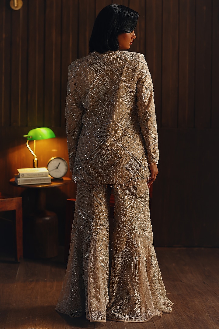 Blush Net Mirror Work Blazer by Twenty Nine at Pernia's Pop Up Shop