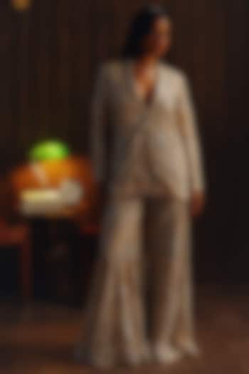 Blush Net Mirror Work Bootcut Pants by Twenty Nine at Pernia's Pop Up Shop