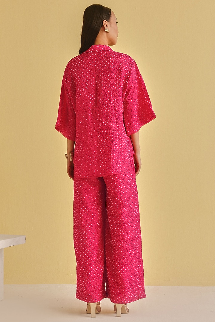 Watermelon-Colored Silk Bandhani Tie-Dyed Shirt by Twenty Nine at Pernia's Pop Up Shop