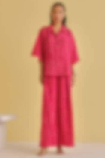 Watermelon-Colored Silk Bandhani Pants by Twenty Nine at Pernia's Pop Up Shop
