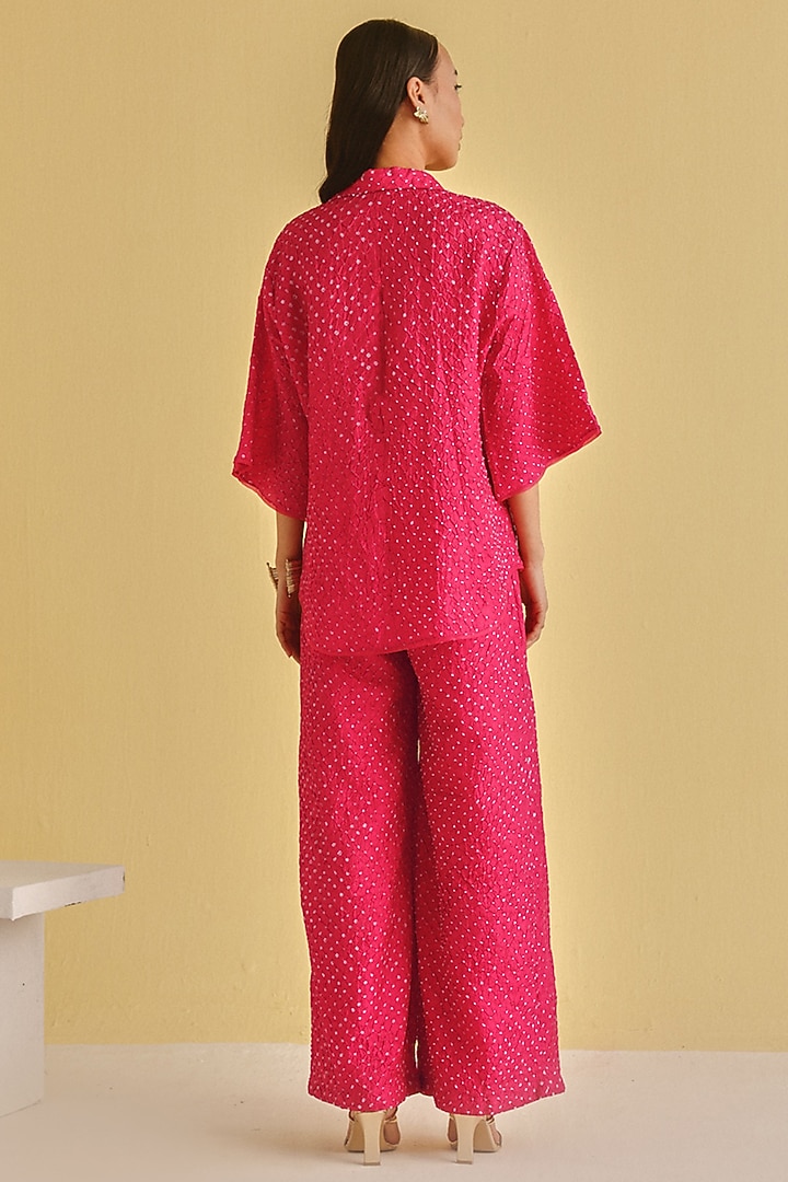 Watermelon-Colored Silk Bandhani Pants by Twenty Nine at Pernia's Pop Up Shop