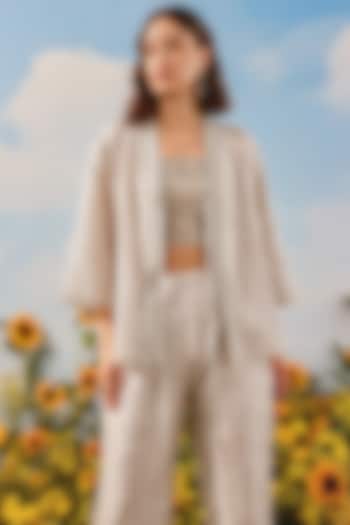 Silver Grey Silk Bandhani Tie-Dyed Shirt by Twenty Nine at Pernia's Pop Up Shop