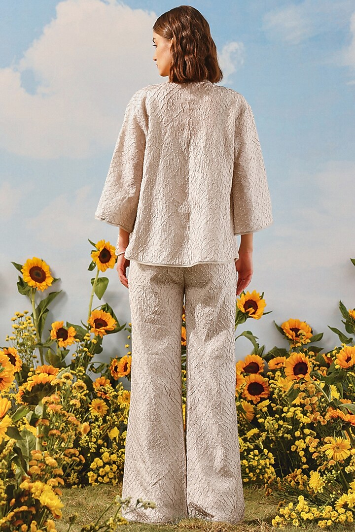 Silver Grey Silk Bandhani Tie-Dyed Shirt by Twenty Nine at Pernia's Pop Up Shop