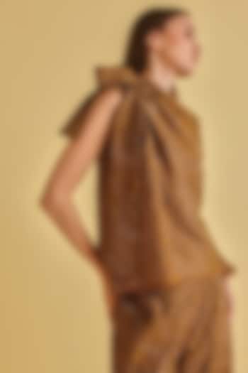 Mocha Silk Bandhani Tie-Up Top by Twenty Nine at Pernia's Pop Up Shop