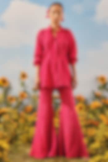Watermelon-Colored Silk Bandhani Pants by Twenty Nine at Pernia's Pop Up Shop
