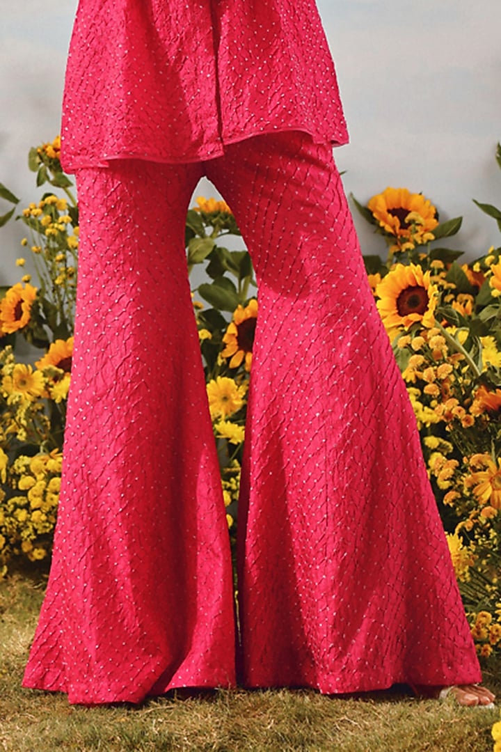 Watermelon-Colored Silk Bandhani Pants by Twenty Nine at Pernia's Pop Up Shop