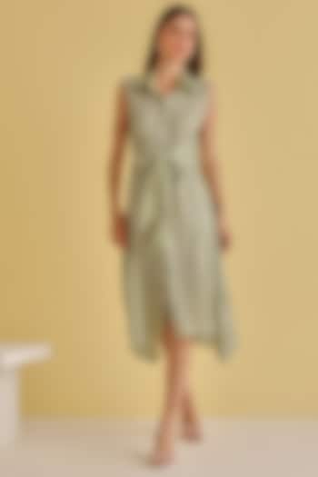 Sea Green Gajji Silk Bandhani Vacation Dress by Twenty Nine at Pernia's Pop Up Shop