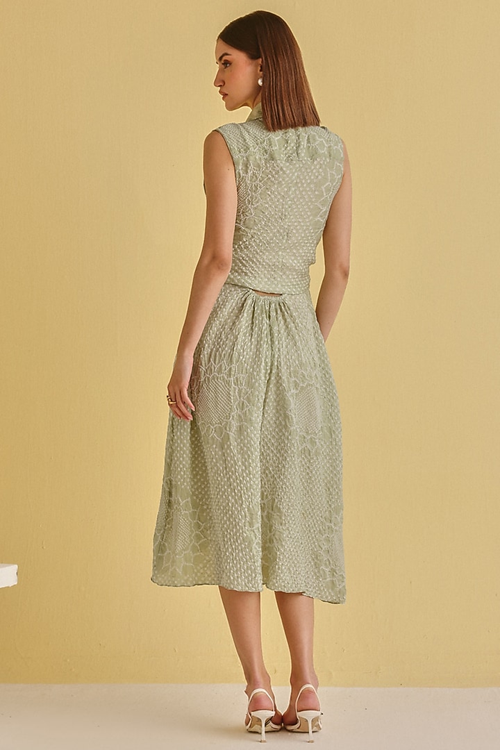 Sea Green Gajji Silk Bandhani Vacation Dress by Twenty Nine at Pernia's Pop Up Shop