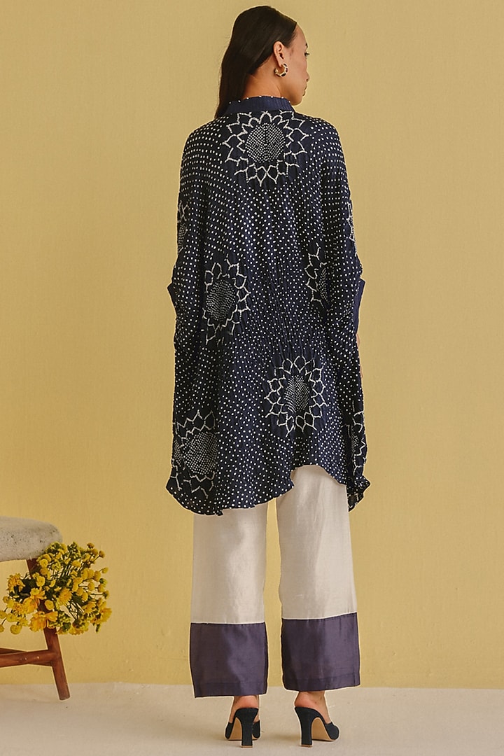 Indigo Gajji Silk Bandhani Vacation Dress by Twenty Nine at Pernia's Pop Up Shop