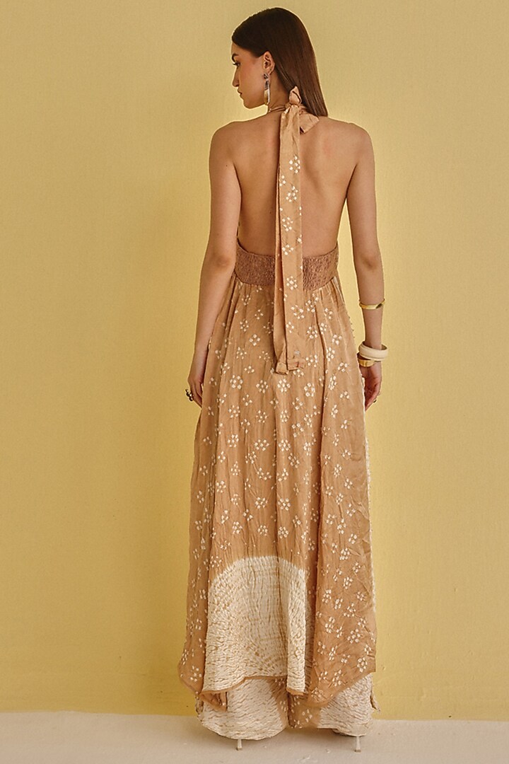Golden Gajji Silk Bandhani Shibori Vacation Dress by Twenty Nine at Pernia's Pop Up Shop