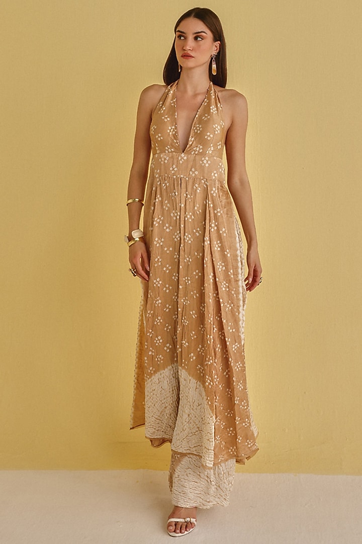 Golden Gajji Silk Bandhani Pants by Twenty Nine at Pernia's Pop Up Shop