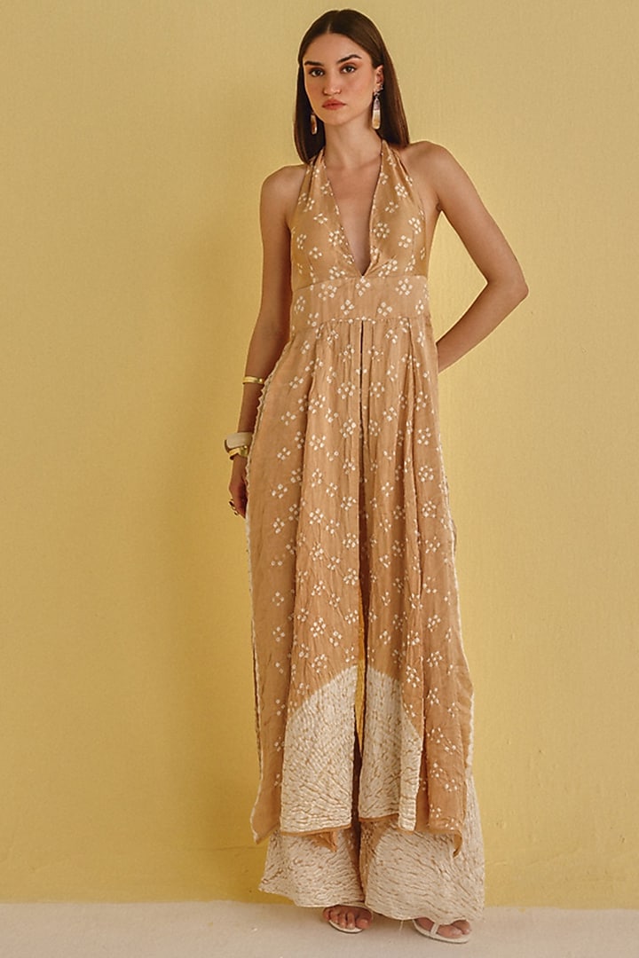 Golden Gajji Silk Bandhani Pants by Twenty Nine at Pernia's Pop Up Shop