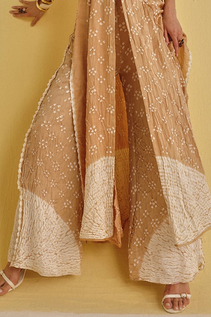 Golden Gajji Silk Bandhani Pants by Twenty Nine at Pernia's Pop Up Shop