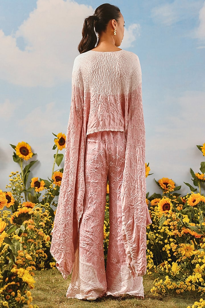 Blush Gajji Silk Bandhani Shibori Cape by Twenty Nine at Pernia's Pop Up Shop