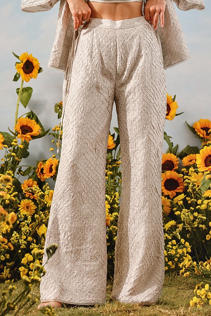 Mouse-Colored Silk Bandhani Pants by Twenty Nine at Pernia's Pop Up Shop