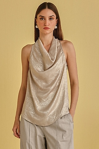 Shimmer Lycra Peplum Top by Twenty Nine