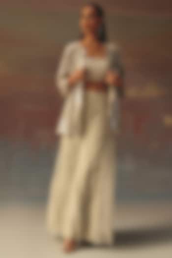 Silver Dupion Mirror Work Layered Palazzo by Twenty Nine at Pernia's Pop Up Shop