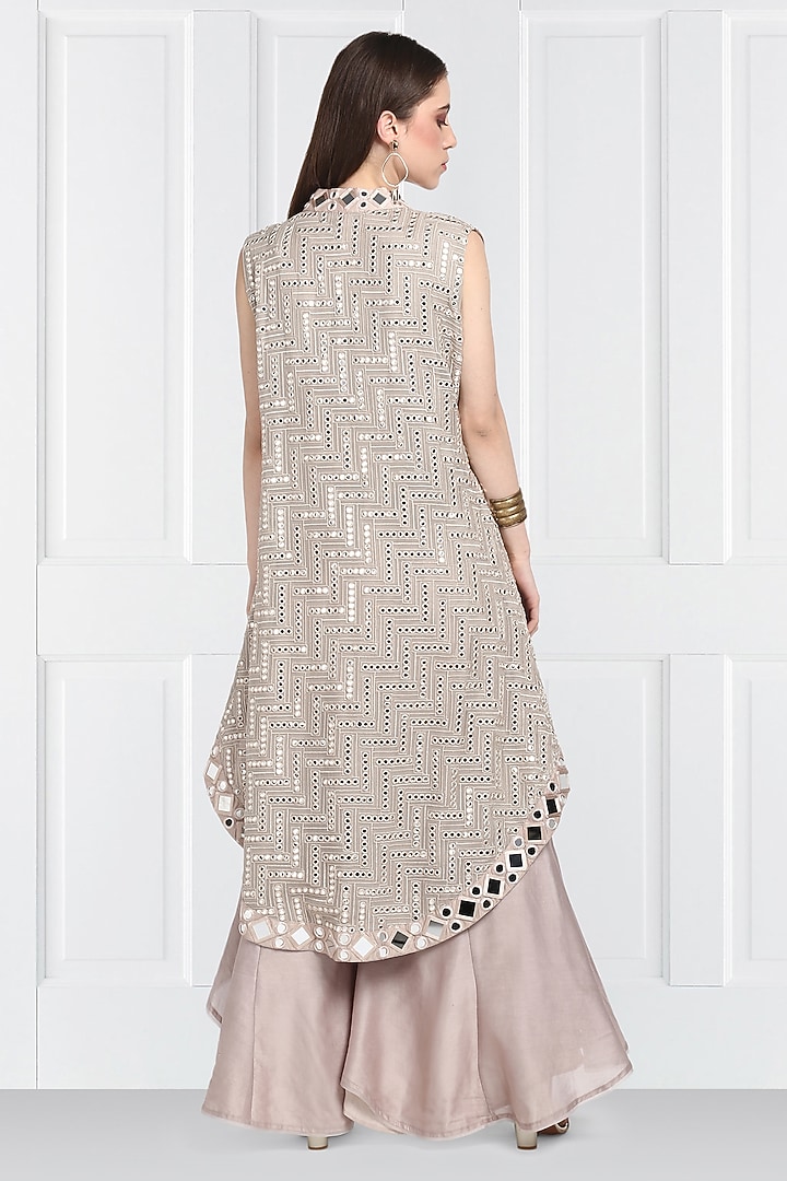 Grey Embroidered Asymmetric Jacket by Twenty Nine at Pernia's Pop Up Shop