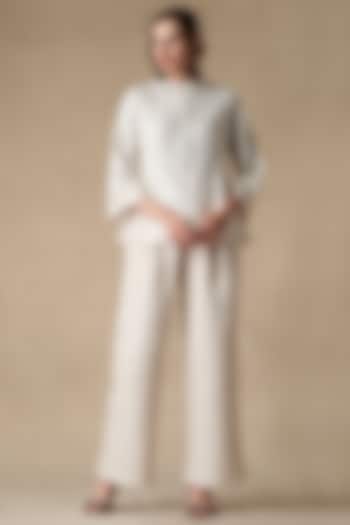 White Embroidered A-Line Jacket by Twenty Nine at Pernia's Pop Up Shop