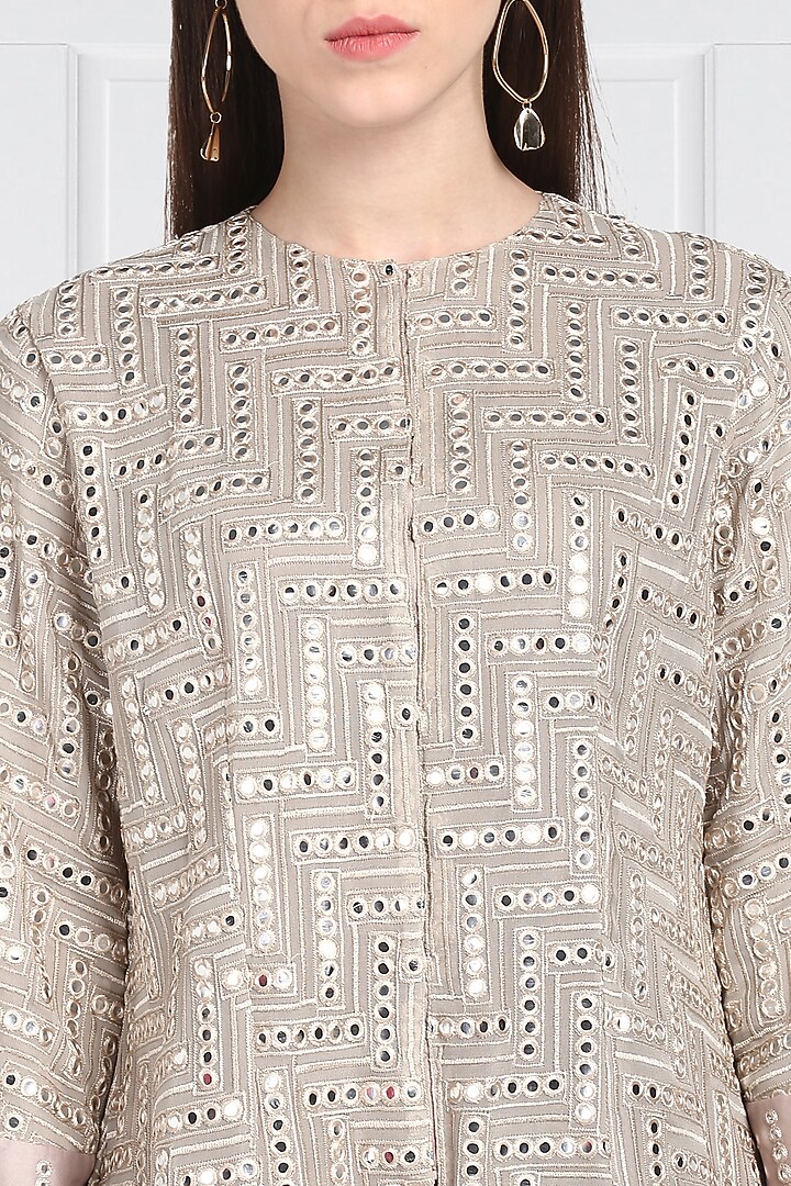 Grey Embroidered A-Line Jacket by Twenty Nine at Pernia's Pop Up Shop