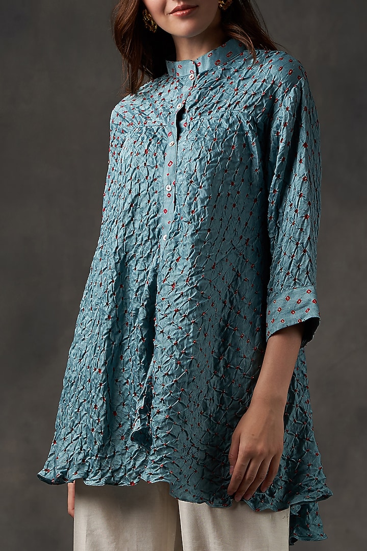 Turquoise Bandhani A-Line Tunic by Twenty Nine at Pernia's Pop Up Shop