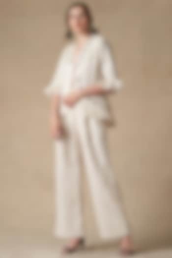 White Embroidered Frill Jacket by Twenty Nine at Pernia's Pop Up Shop