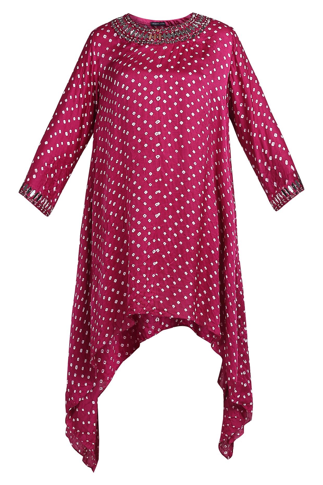 Pink Embroidered Bandhani Tunic by Twenty Nine at Pernia's