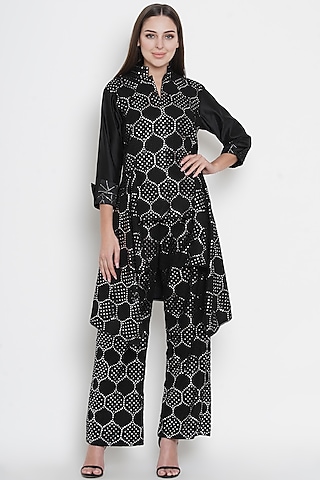 Black Embroidered Layered Jacket by Twenty Nine