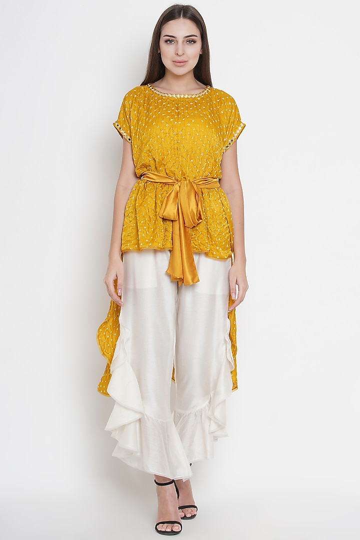 Yellow Embroidered High-Low Top by Twenty Nine