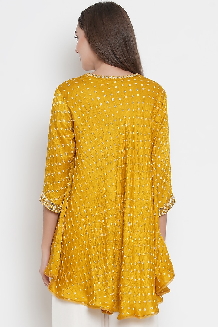 Yellow Embroidered Asymmetric Top by Twenty Nine at Pernia's Pop Up Shop