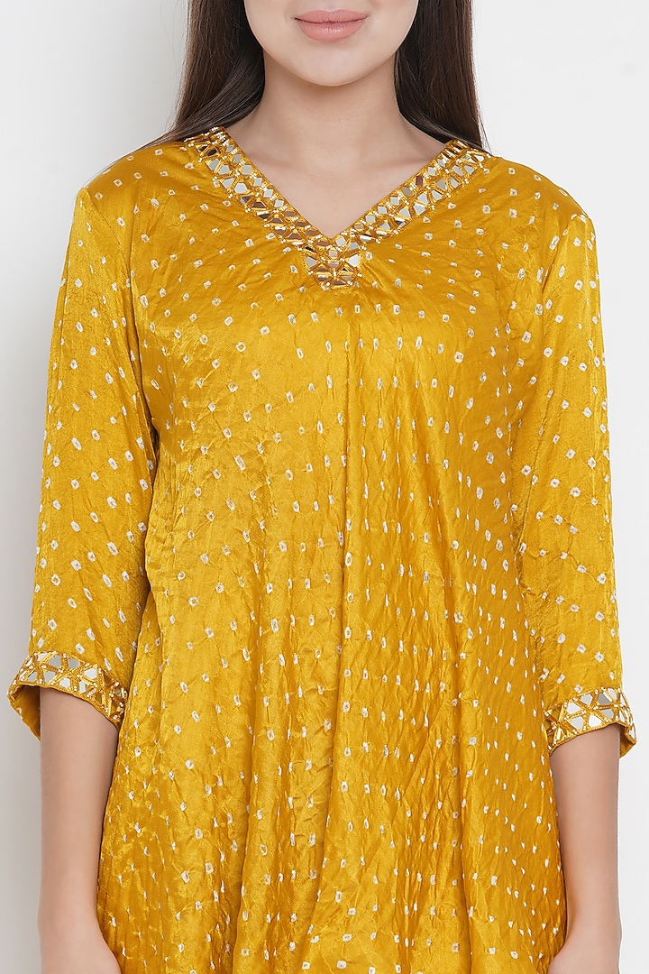 Yellow Embroidered Asymmetric Top by Twenty Nine at Pernia's Pop Up Shop
