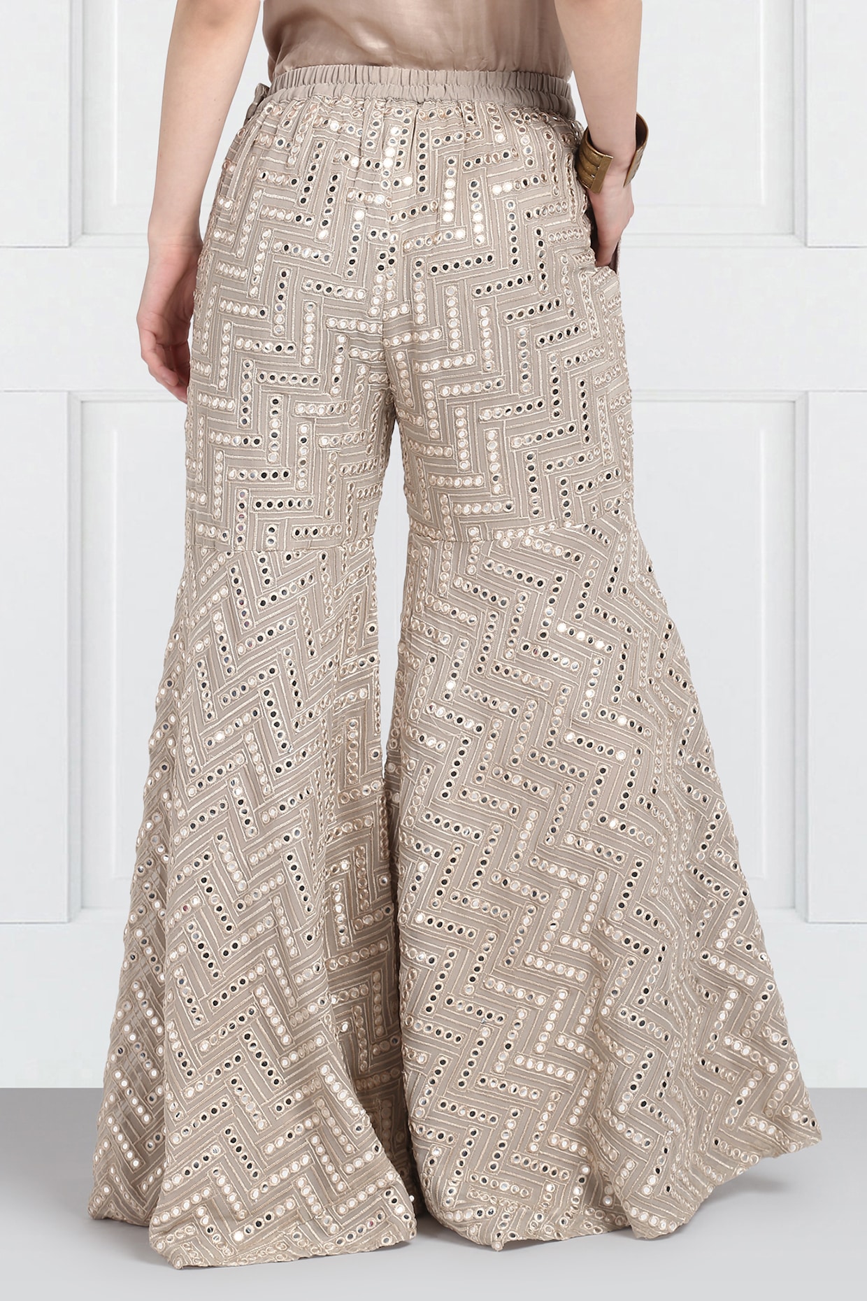Grey Embroidered Sharara Pants Design 