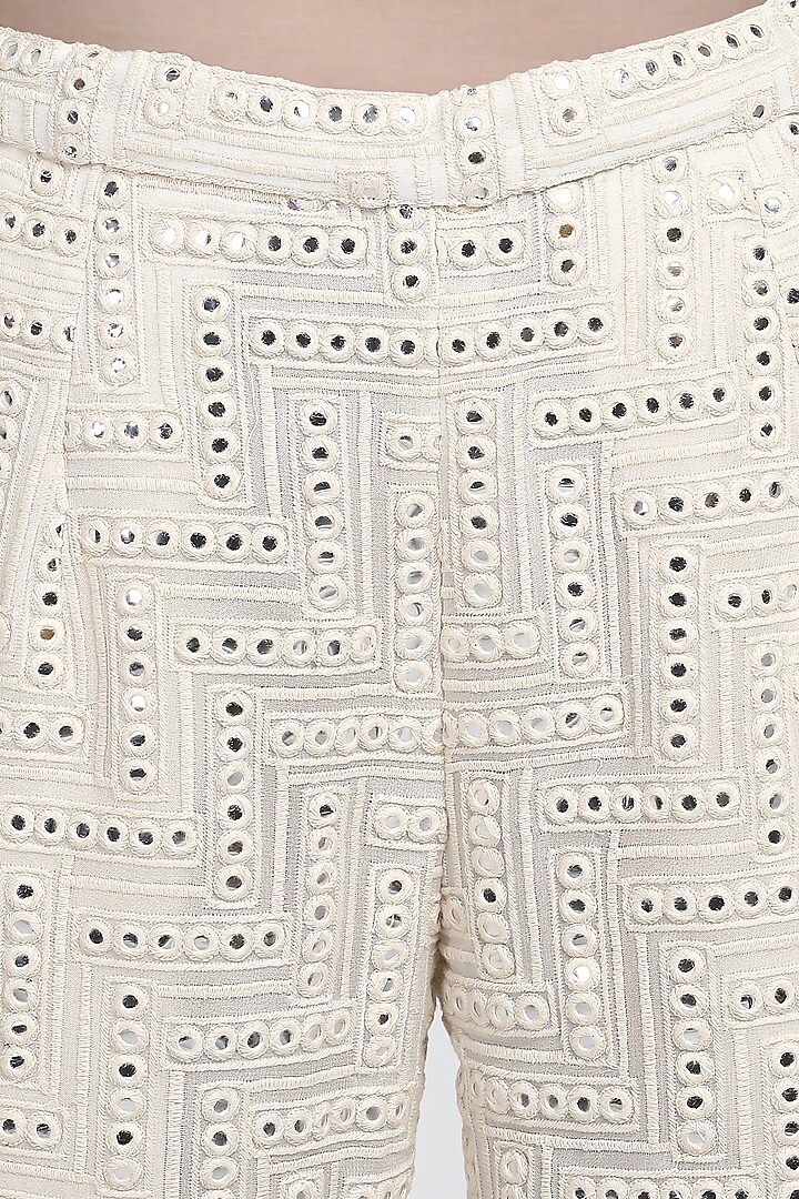 White Embroidered Palazzo Pants by Twenty Nine at Pernia's Pop Up Shop