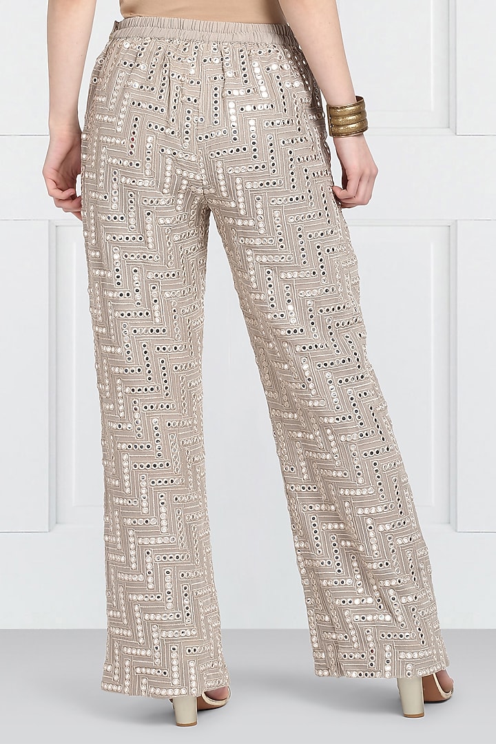 Grey Embroidered Palazzo Pants by Twenty Nine at Pernia's Pop Up Shop