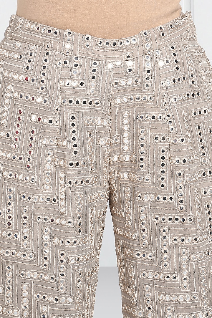 Grey Embroidered Palazzo Pants by Twenty Nine at Pernia's Pop Up Shop