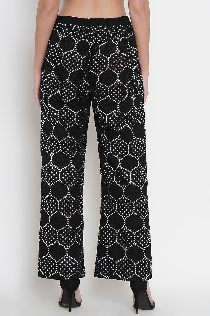 Black Mirror Embroidered Palazzo Pants by Twenty Nine at Pernia's Pop Up Shop