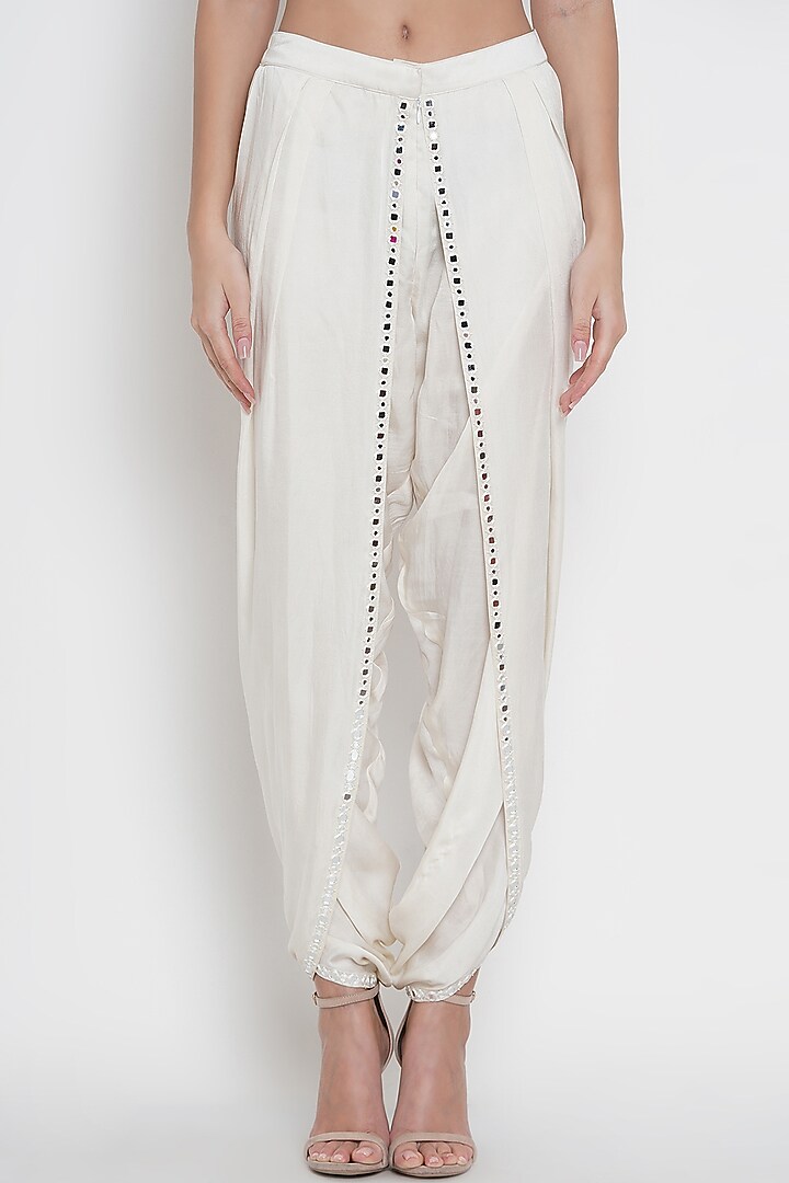 White Embroidered Dhoti Pants by Twenty Nine at Pernia's Pop Up Shop