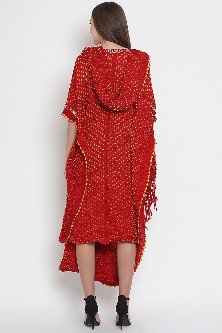 Red Embroidered Draped Tunic by Twenty Nine at Pernia's Pop Up Shop
