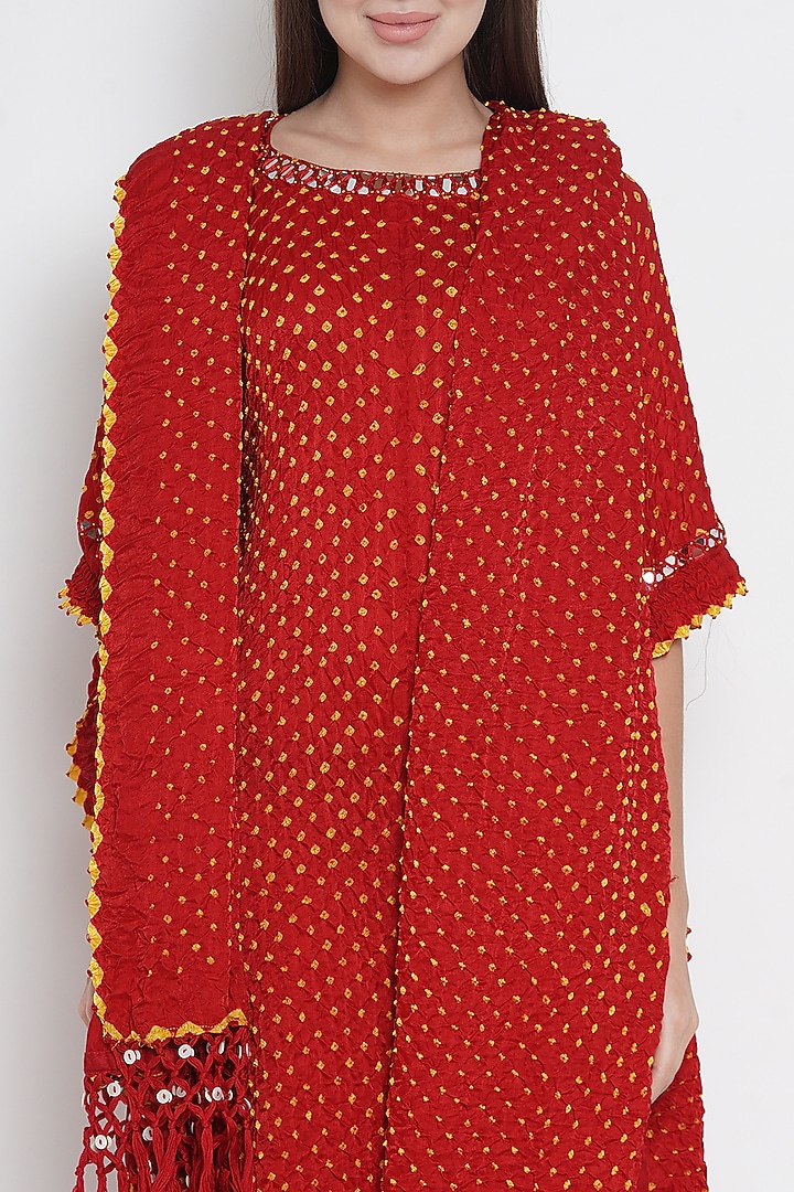 Red Embroidered Draped Tunic by Twenty Nine at Pernia's Pop Up Shop