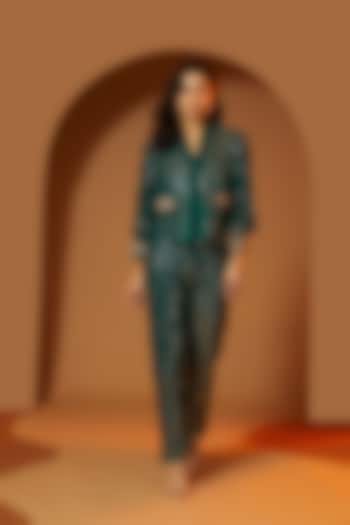 Emerald Green Georgette Jacket by Twenty Nine at Pernia's Pop Up Shop