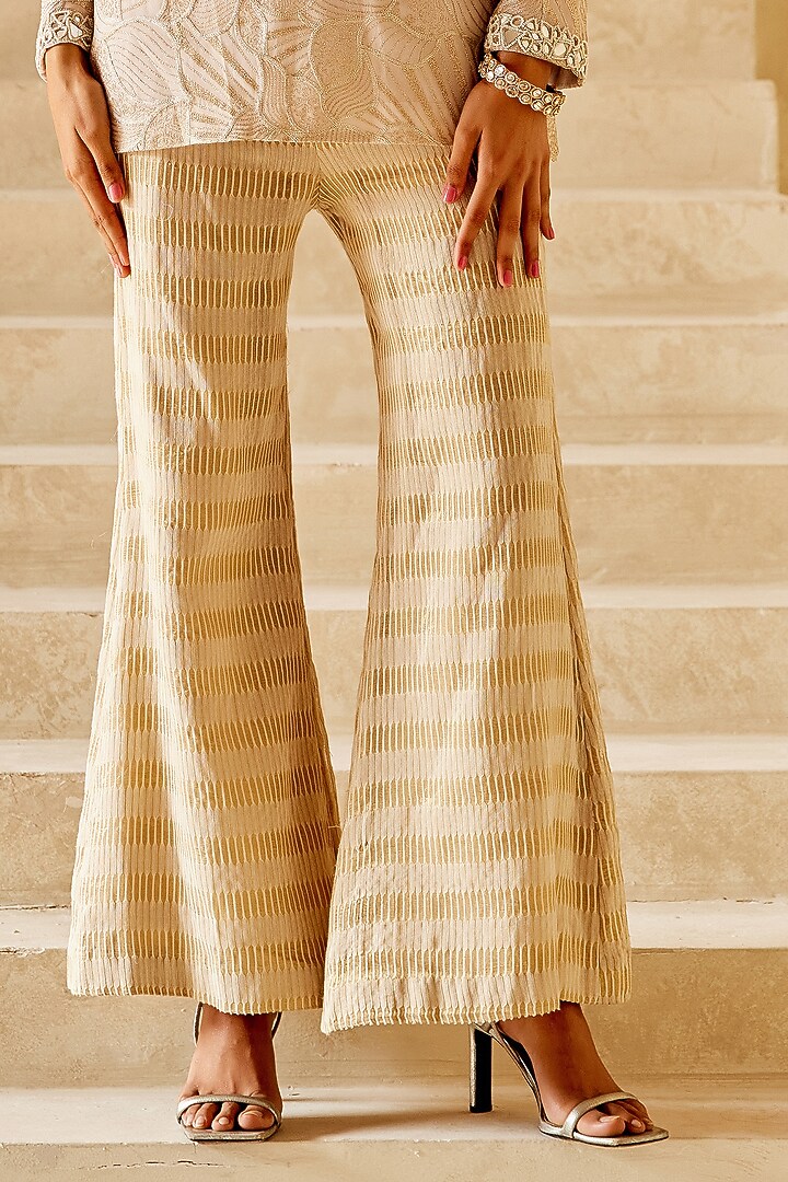 Beige Georgette Bead Work Tunic Set by Twenty Nine at Pernia's Pop Up Shop