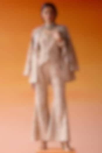 Blush Pink Tissue Mirror Work Jacket by Twenty Nine at Pernia's Pop Up Shop
