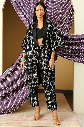 Black Cigarette Pants With Mirror Work by Twenty Nine