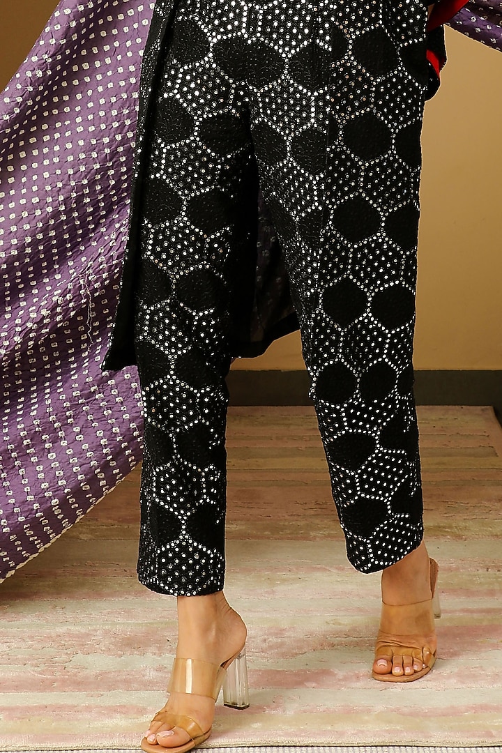 Black Cigarette Pants With Mirror Work by Twenty Nine at Pernia's Pop Up Shop