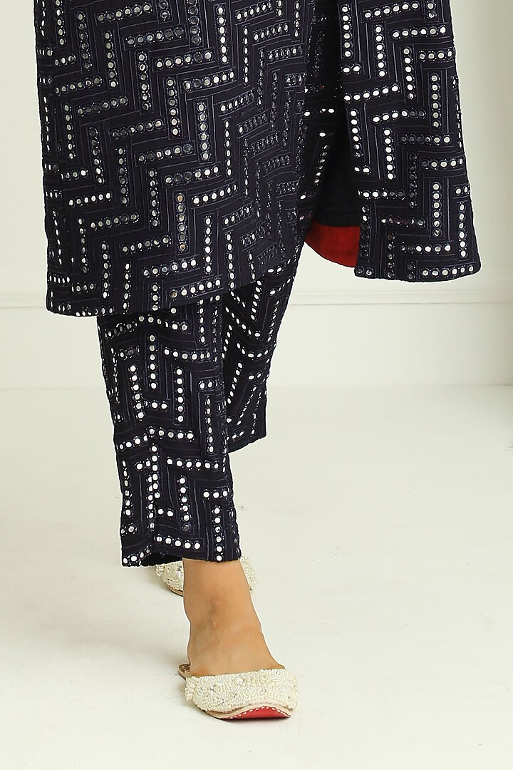 Black Embroidered Cigarette Pants by Twenty Nine at Pernia's Pop Up Shop