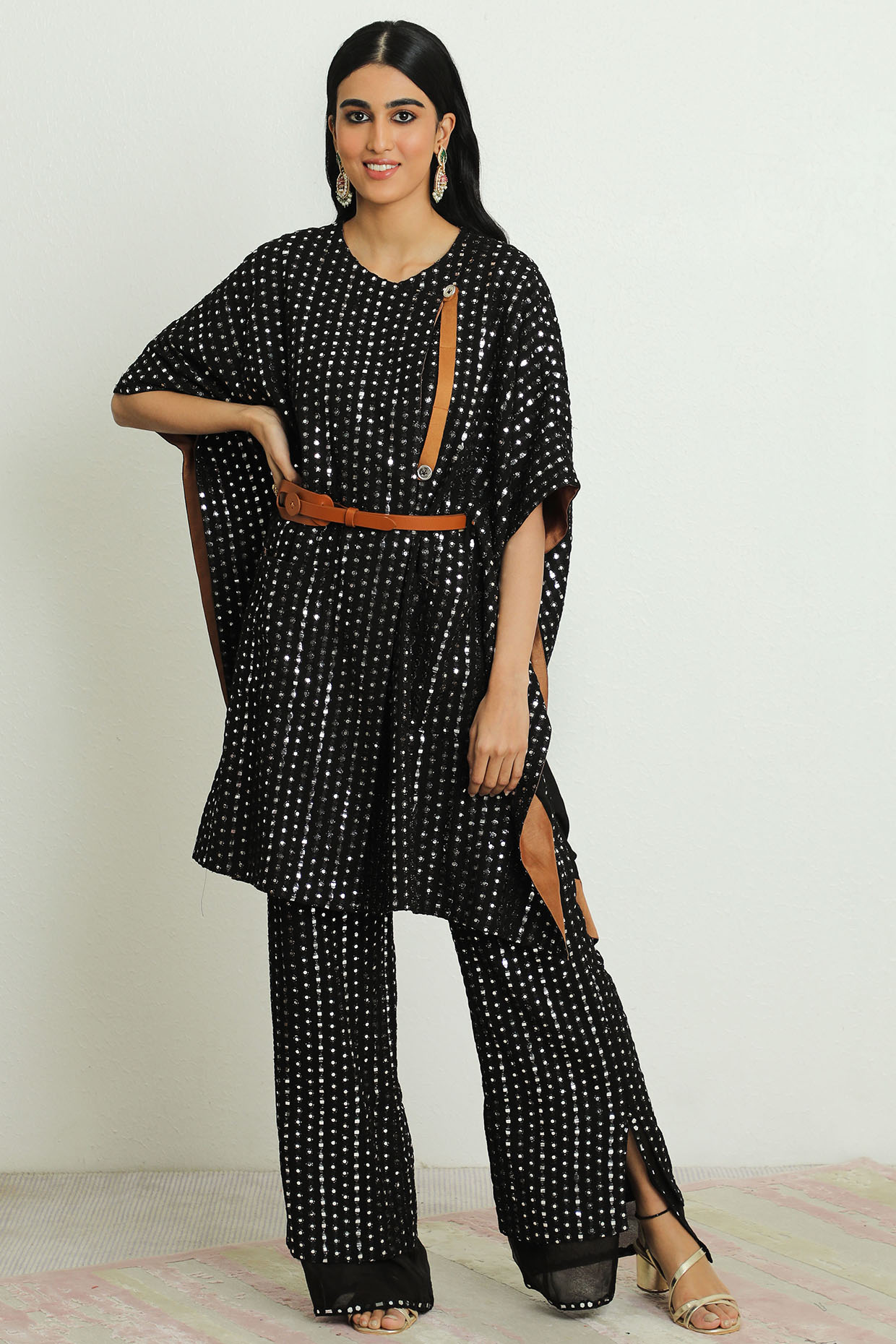 Black Embroidered Kaftan Tunic Set by Twenty Nine at Pernia's Pop Up Shop