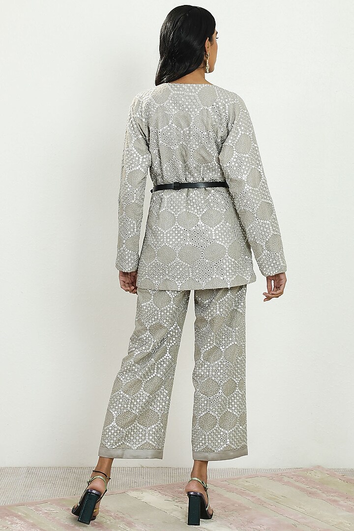 Grey Mirror Work Pants by Twenty Nine at Pernia's Pop Up Shop